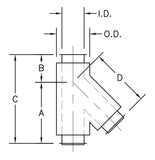 Van-Packer Model CS - 45° (Lateral) Tee - 12" ID  BODY + 4" ID Projection